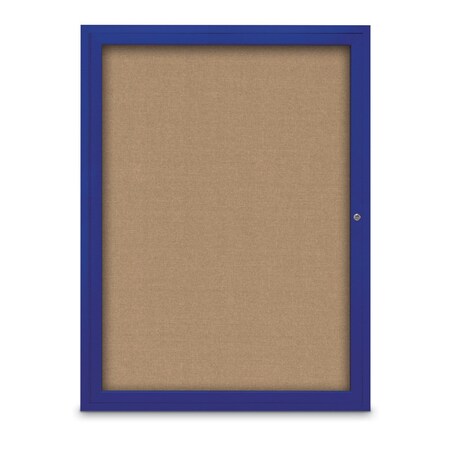 United Visual Products Slim Enclosed Corkboard, 18"x24", Gold Alum Frame/Surf UVEB1824-GOLD-SURF